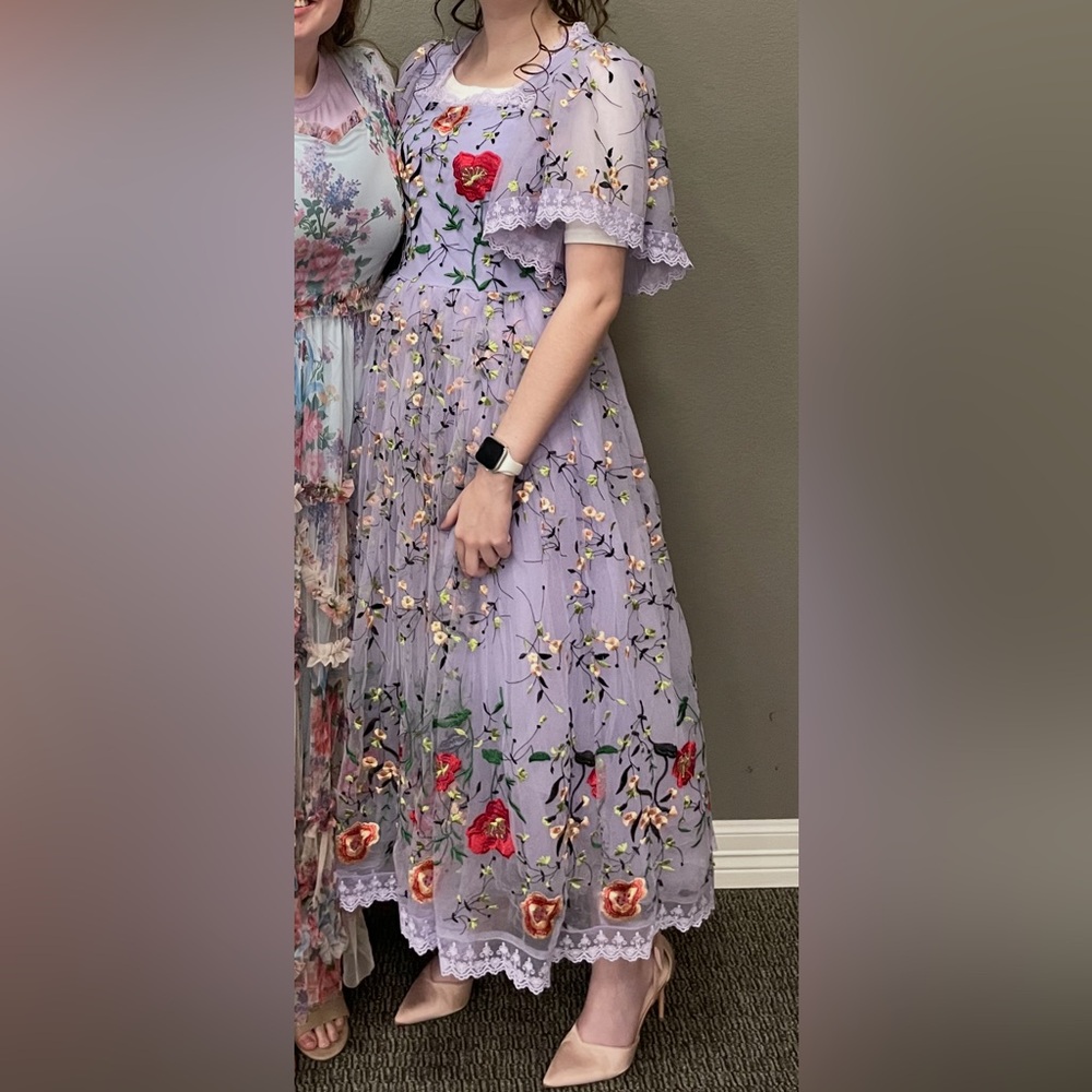JessaKae Lavender Floral Embroidered Dress - Picture 6 of 6